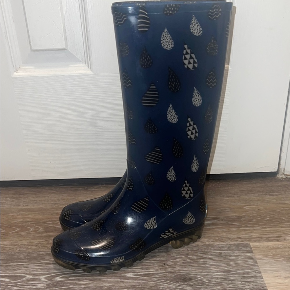 Toms Blue Patterned Rain Boots